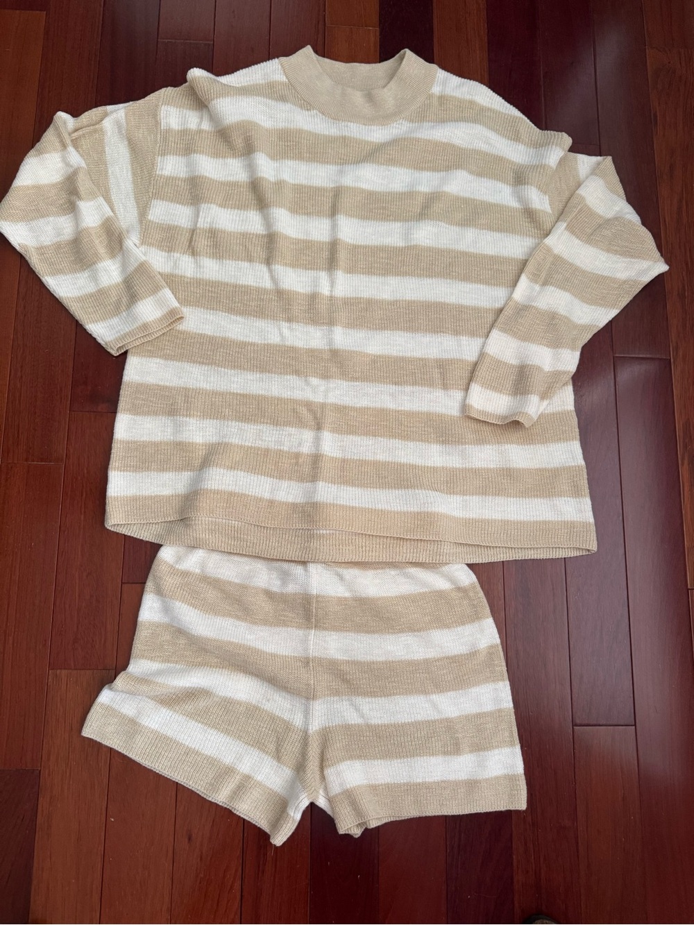 Women's Free People Beach Striped Beige & White Loungewear